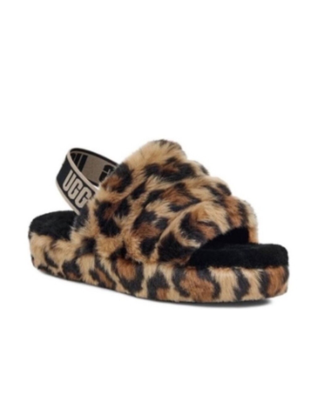 UGG Leopard Fluff Yeah Slide Slippers Size 8